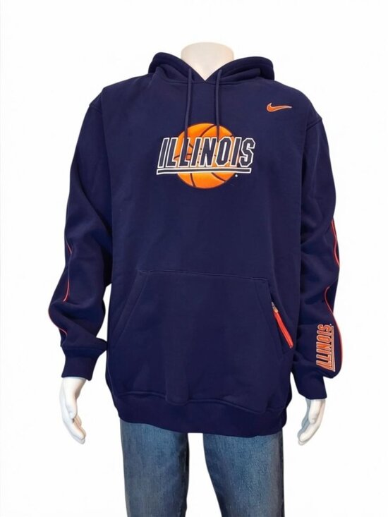 Nike Other - NIKE Team Illinois Basketball Hoodie Vintage Fighting Illini Navy Blue Orange XL